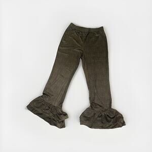 Kate & Mallory Women’s Pants Size M Olive Green Ruffle Hem Stretch Polyester